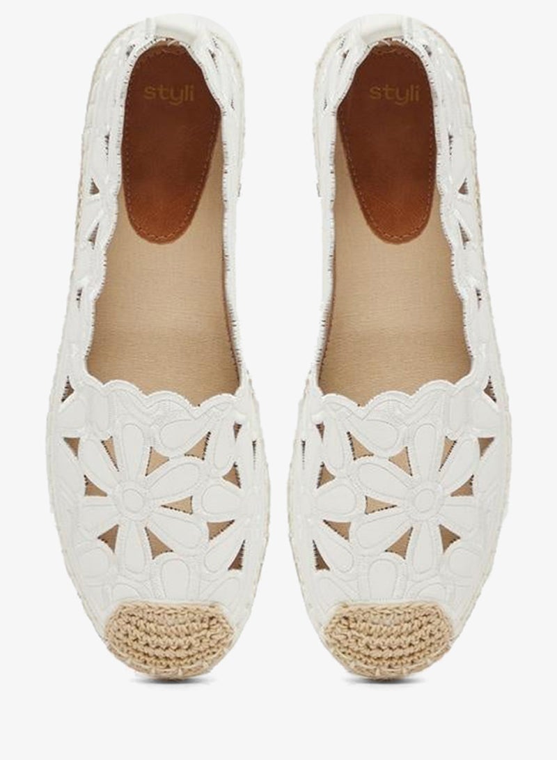 Styli Embroidered Cut Out Espadrille Shoes - Image 5