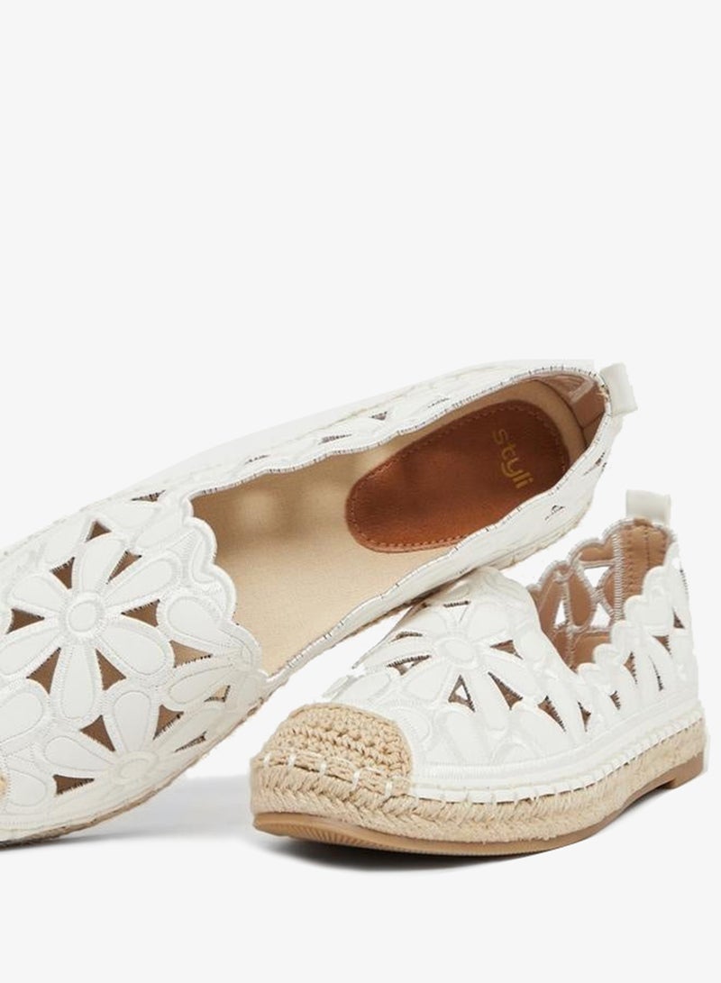 Styli Embroidered Cut Out Espadrille Shoes - Image 3
