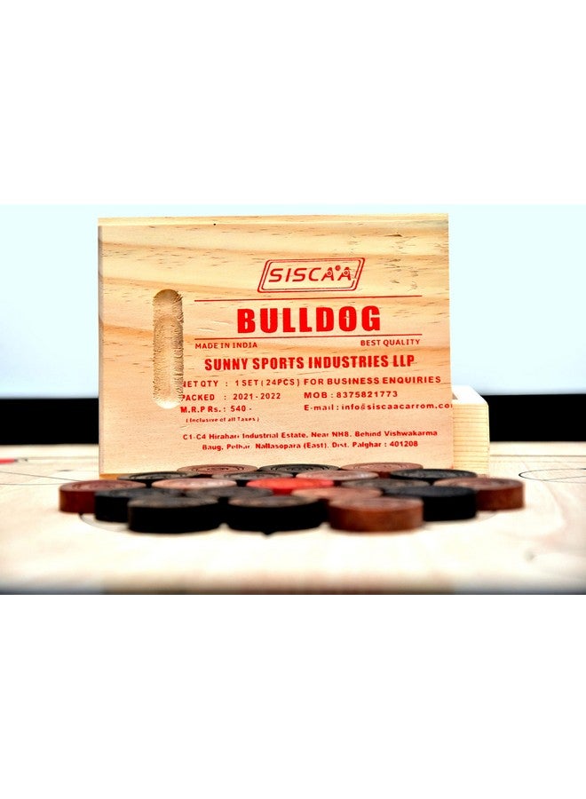 SISCAA SISCAA Bulldog Coin Set ( Carrom Men ) 9 Mm , Premium Wood Box Packing Coins, 24 Pieces, Kid, Multicolor