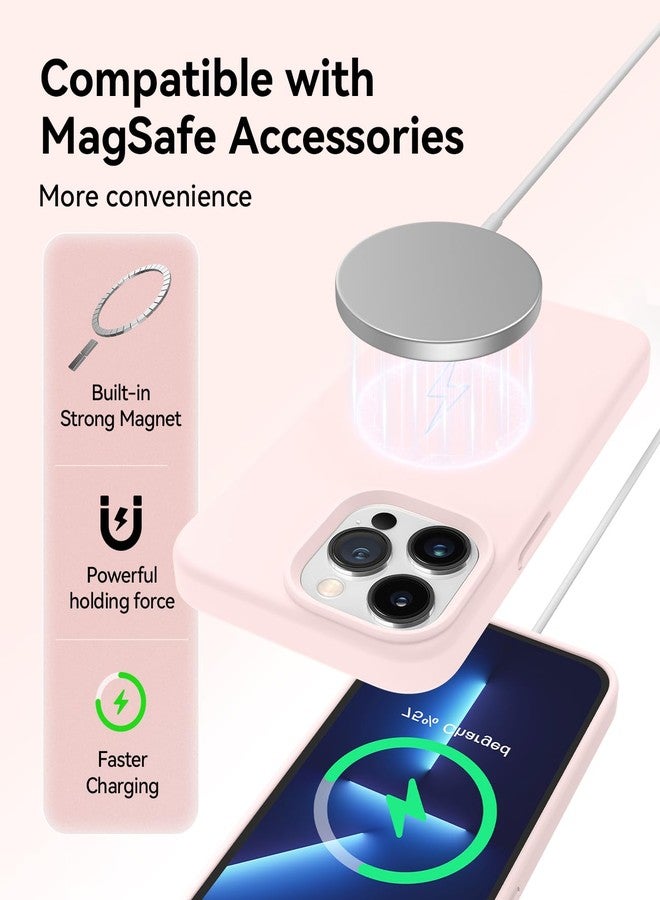 AOTESIER Magnetic for iPhone 13 Pro Phone Case, [Compatible with MagSafe][Military Shockproof Protection] Silicone Case with Soft Microfiber Lining, Camera & Screen Protection 6.1 inch, Chalk Pink - Image 3