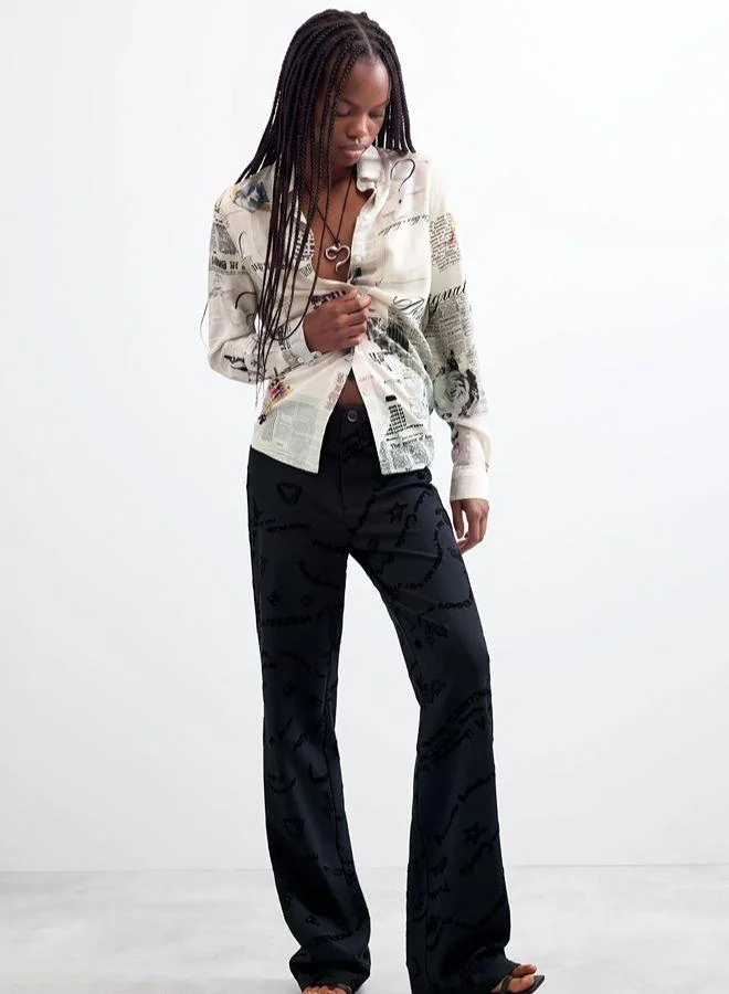 Desigual Long flocked trousers