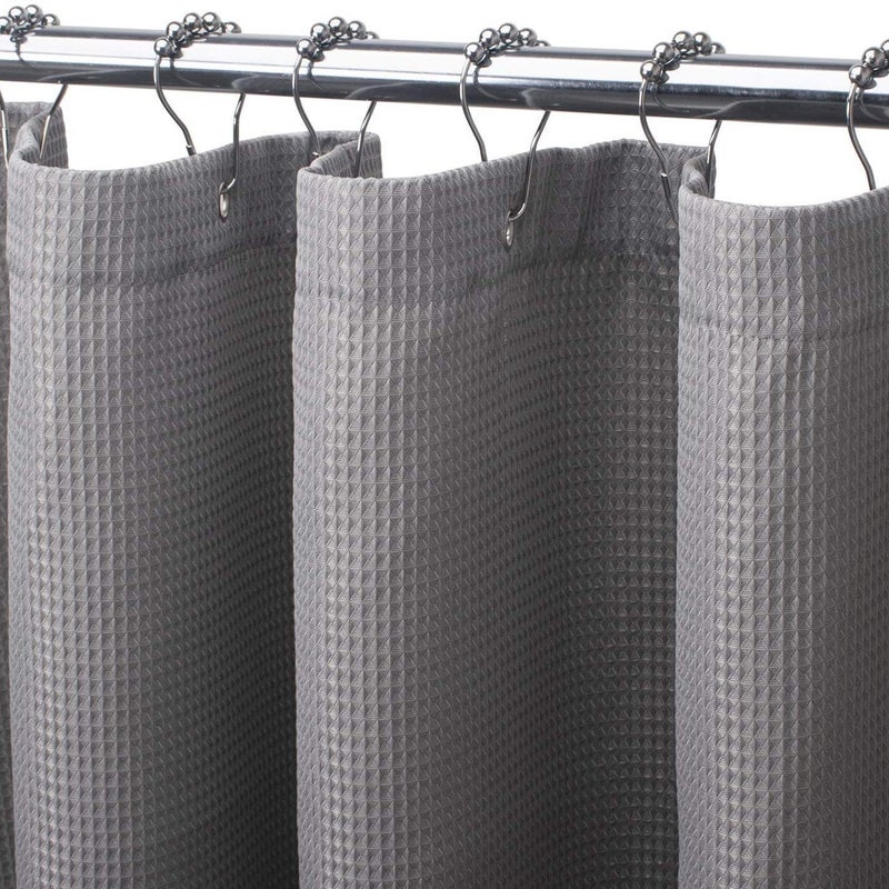 240g Waffle Textured Shower Curtain Waterproof Anti-Mold Dark gray 