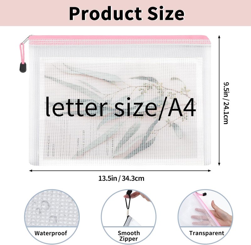 EOOUT 72pcs Mesh Zipper Pouch, A4 Size, 12 Colors Zipper Bags for Organizing Storage, Waterproof Puzzle Bag, Zipper File Bags for Board Games and School Office Supplies - Image 2