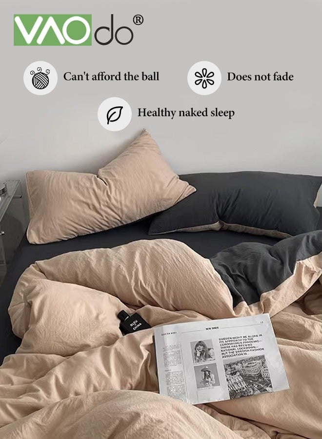 VAOdo 4PCS Skin Friendly Bedding Set, Shrinkage and Fade Resistant Comforter Set, Soft Microfiber Duvet Cover Set for All Season, Including 200*230CM Fitted Sheet with Elastic Band, 180*200CM Duvet Cover, 48*74CM*2 Pillowcases - Image 5