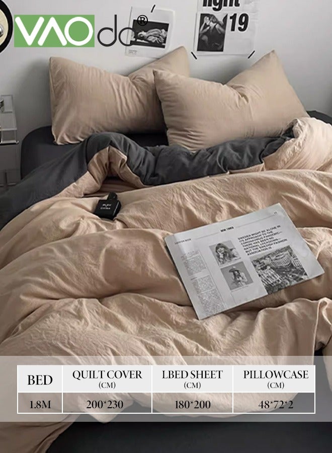 VAOdo 4PCS Skin Friendly Bedding Set, Shrinkage and Fade Resistant Comforter Set, Soft Microfiber Duvet Cover Set for All Season, Including 200*230CM Fitted Sheet with Elastic Band, 180*200CM Duvet Cover, 48*74CM*2 Pillowcases - Image 2