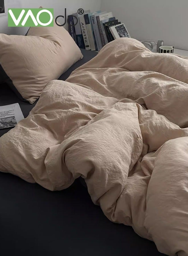 VAOdo 4PCS Skin Friendly Bedding Set, Shrinkage and Fade Resistant Comforter Set, Soft Microfiber Duvet Cover Set for All Season, Including 200*230CM Fitted Sheet with Elastic Band, 180*200CM Duvet Cover, 48*74CM*2 Pillowcases - Image 1