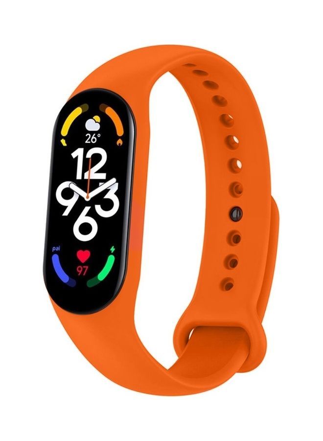 NIBEMINENT Xiaomi Mi Band 7 Replacement Strap Soft Silicone Watch Sport Wristband Bracelet Compatible with Smart Fitness Tracker 2022 Release Orange  - Image 1