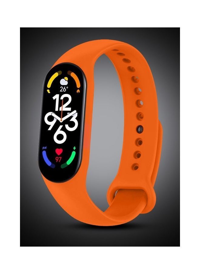 NIBEMINENT Xiaomi Mi Band 7 Replacement Strap Soft Silicone Watch Sport Wristband Bracelet Compatible with Smart Fitness Tracker 2022 Release Orange  - Image 5