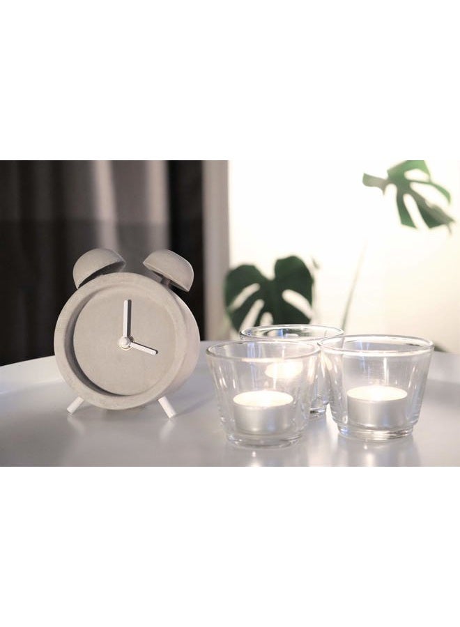 Driini Concrete Twin Bell Desk and Table Clock - Battery Operated with Precise Silent Sweep Movement. Perfect Small Clock for Guest Room, Bathroom, Living Room or Office. - Image 5