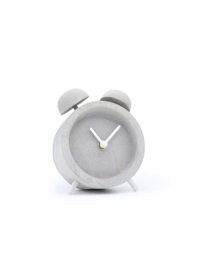 Driini Concrete Twin Bell Desk and Table Clock - Battery Operated with Precise Silent Sweep Movement. Perfect Small Clock for Guest Room, Bathroom, Living Room or Office. - Image 1