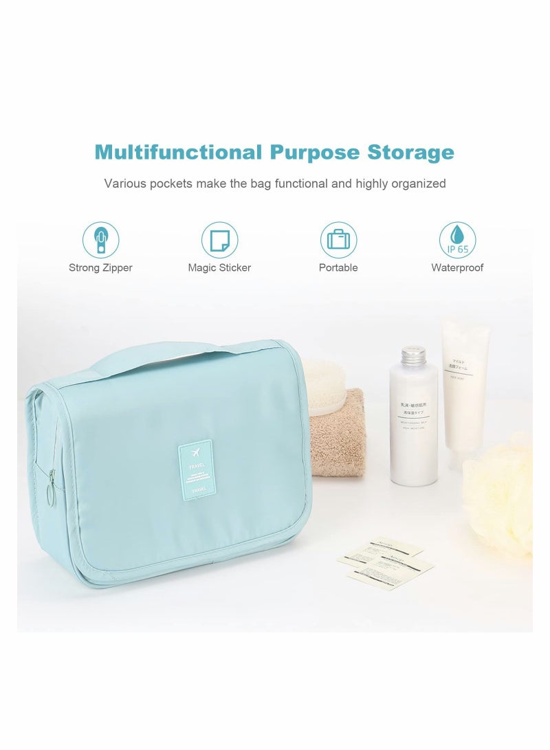 Luckam Hanging Toiletry Bag - Large Cosmetic Makeup Travel Organizer for Men & Women with Sturdy Hook, Sky Blue - Image 4
