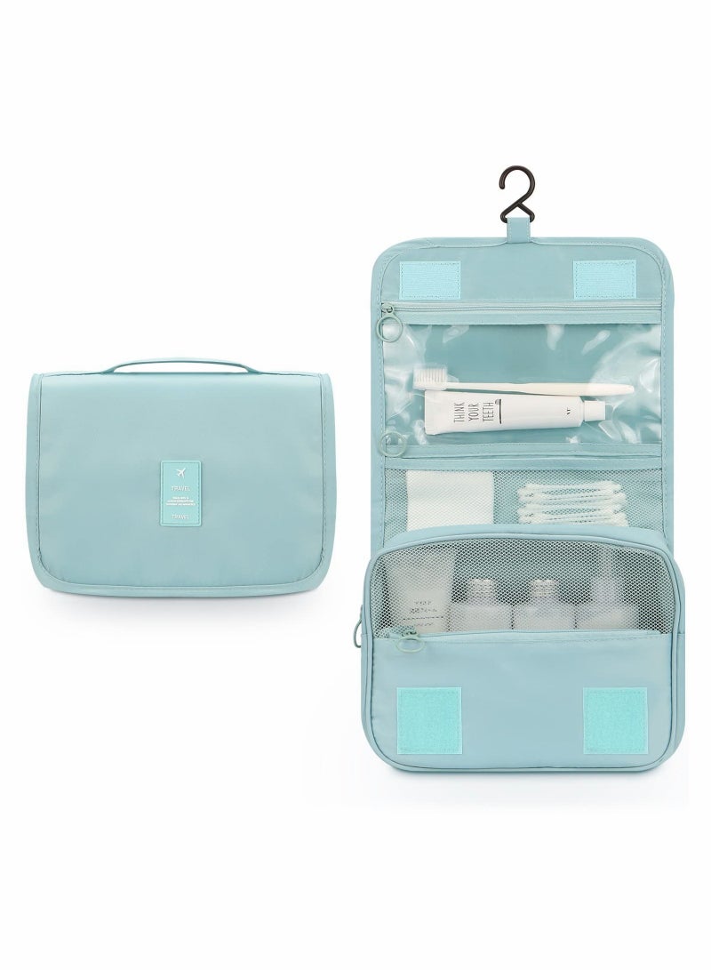 Luckam Hanging Toiletry Bag - Large Cosmetic Makeup Travel Organizer for Men & Women with Sturdy Hook, Sky Blue - Image 2