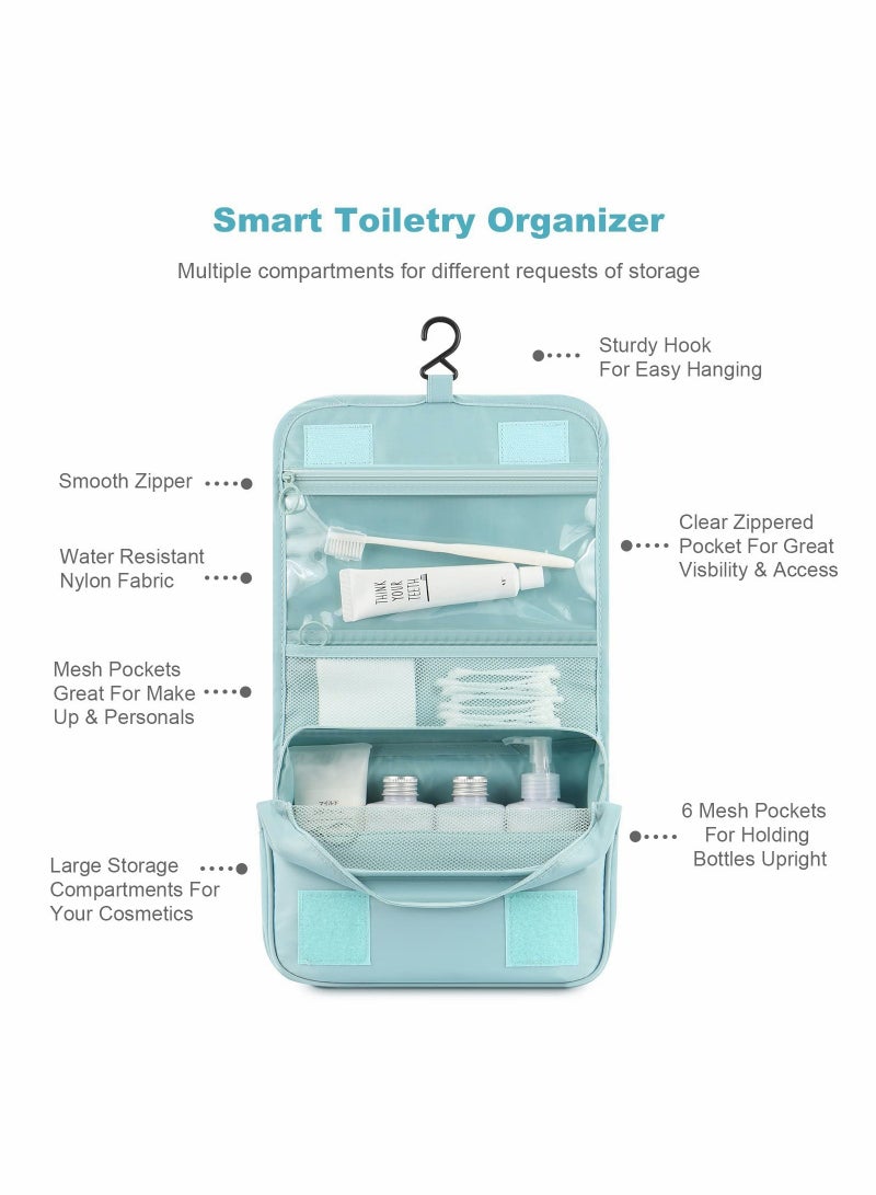 Luckam Hanging Toiletry Bag - Large Cosmetic Makeup Travel Organizer for Men & Women with Sturdy Hook, Sky Blue - Image 3