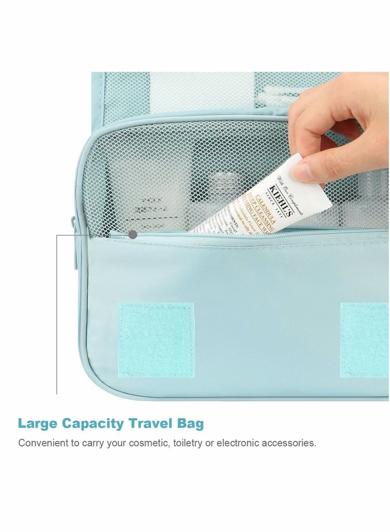 Luckam Hanging Toiletry Bag - Large Cosmetic Makeup Travel Organizer for Men & Women with Sturdy Hook, Sky Blue - Image 5
