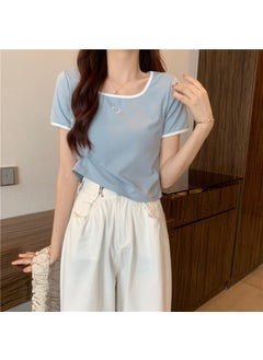 Generic Chic Embroidered Love Tee Womens Slim Fit Crop Top Grey  - Image 5