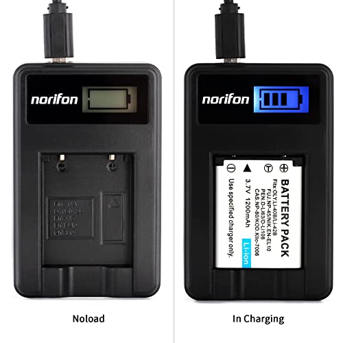Norifon EN-EL10 LCD USB Charger for Nikon Coolpix S200, S203, S210, S220, S230, S3000, S4000, S500, S510, S5100, S520, S570, S60, S600, S700, S80 Camera and More - Image 4