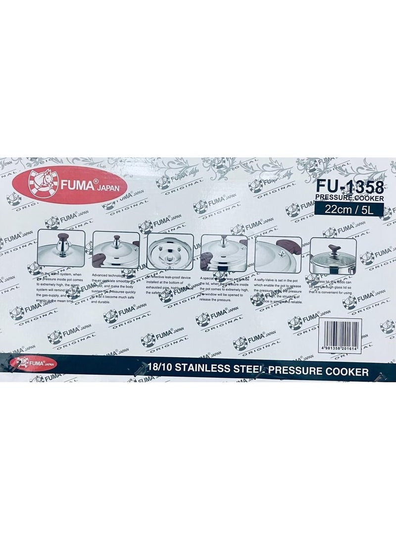 FUMA 5Liters FUMA JAPAN PRESSURE COOKER 5 LTR Silver - Image 5