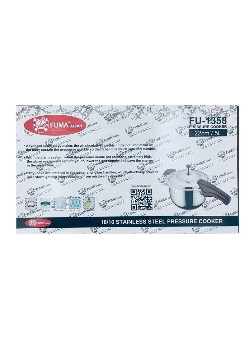 FUMA 5Liters FUMA JAPAN PRESSURE COOKER 5 LTR Silver - Image 4