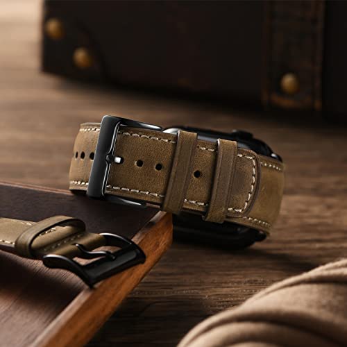 SUNFWR Leather Bands Compatible with Apple Watch Band 49mm 45mm 44mm 42mm for Men Women, Top Grain Genuine Leather Replacement Strap for iWatch Ultra 2, Ultra, SE2, SE, Series 9 8 7 6 5 4 3 2 1 - Image 3