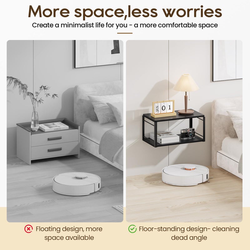 NANAGIFTREE Floating Nightstand Set of 2, Wood Bedside Shelf Wall Mounted Nightstand, Floating Bedside Table for Bedroom, Living Room, Bathroom, Kitchen, Office (Black) - Image 5