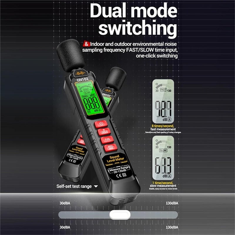 No Battery Noise Detector 30 130db Decibel Sound Tester Backlight Color Screen Sound Level Meter - Image 5