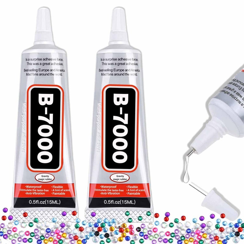 ALECPEA B-7000 Craft Glue for Jewelry Making - 15ml/0.5oz (2 Pack) - Multi-Function B-7000 Super Adhesive Glues Liquid Fusion Glue for Rhinestones Crafts, Clothes Shoes, Fabric, Jewelry Making, Cell Phones - Image 1