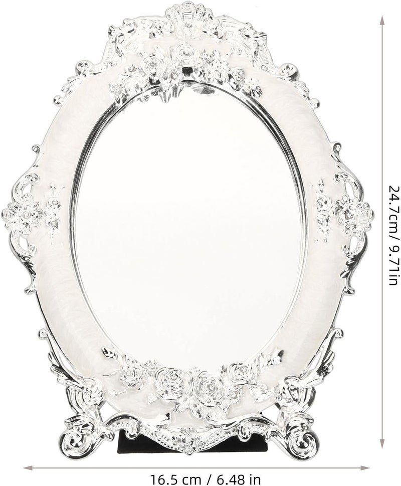 TIDTALEO European Style 7-inch Metal Makeup Mirror Silver Vanity Desktop Cosmetic Mirror for Daily Use and Tabletop Decoration - Image 2