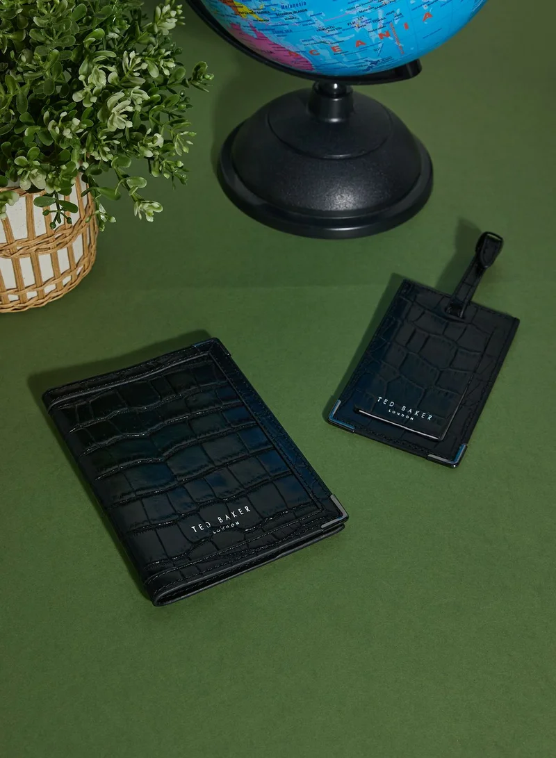 Ted Baker Toure Croc Effect Luggage And Passport Travel Set