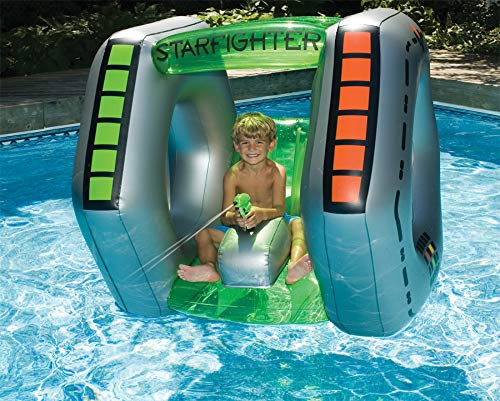 Swimline Starfighter Super Squirter Inflatable Pool Toy, 46 X 45 X 43" , Silver/Green - Image 2