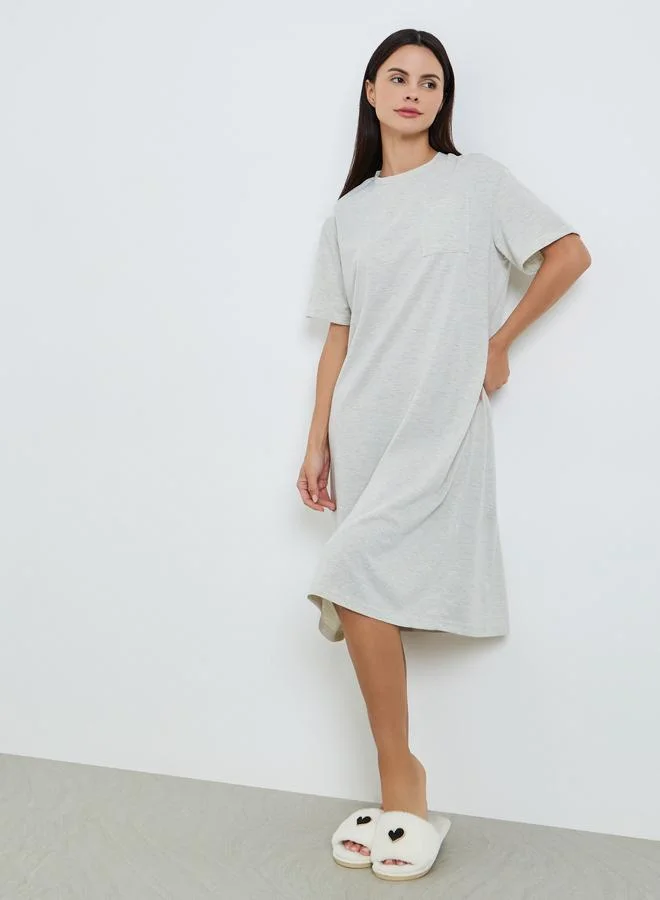 Styli Women Grey Back Graphic Print Sleep T-Shirt