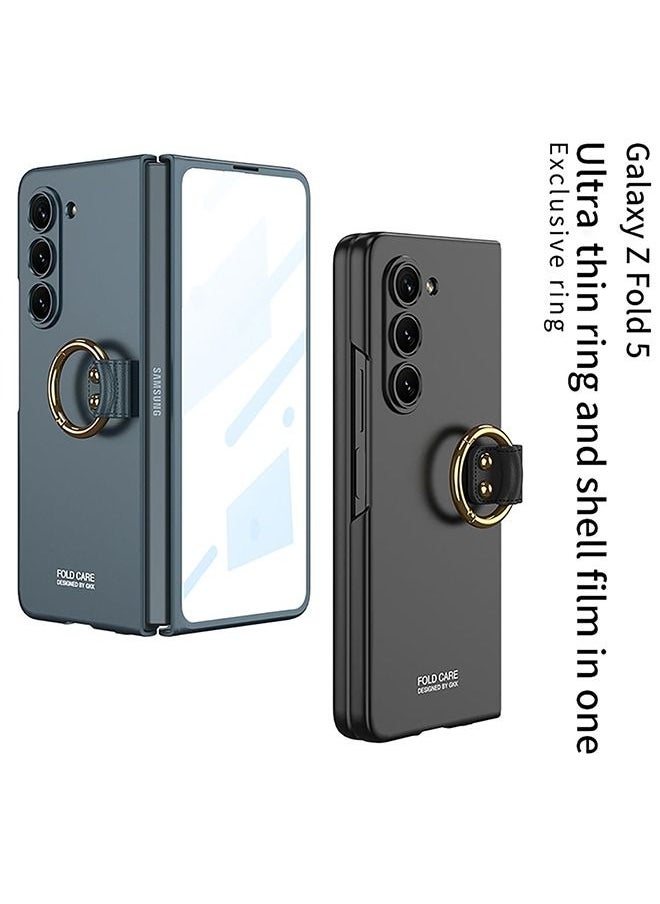 اووكاي - جراب لهاتف Samsung Galaxy Z Fold 5 مع حلقة ، واقي شاشة أمامي مدمج 360 درجة جراب نحيف مقاوم للصدمات لهاتف Z Fold 5 5G - Image 1