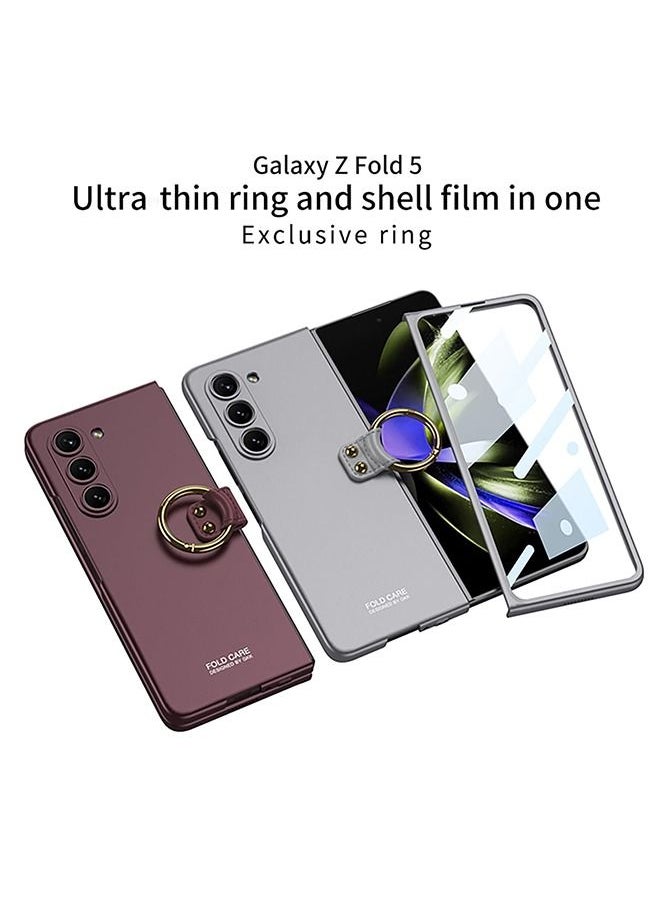 اووكاي - جراب لهاتف Samsung Galaxy Z Fold 5 مع حلقة ، واقي شاشة أمامي مدمج 360 درجة جراب نحيف مقاوم للصدمات لهاتف Z Fold 5 5G - Image 1