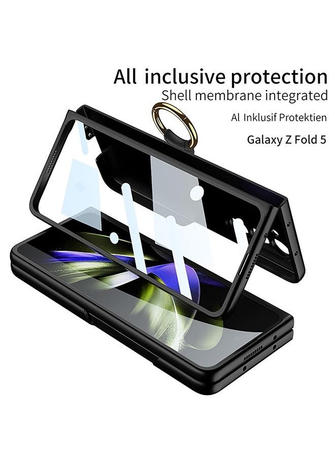 اووكاي - جراب لهاتف Samsung Galaxy Z Fold 5 مع حلقة ، واقي شاشة أمامي مدمج 360 درجة جراب نحيف مقاوم للصدمات لهاتف Z Fold 5 5G - Image 1