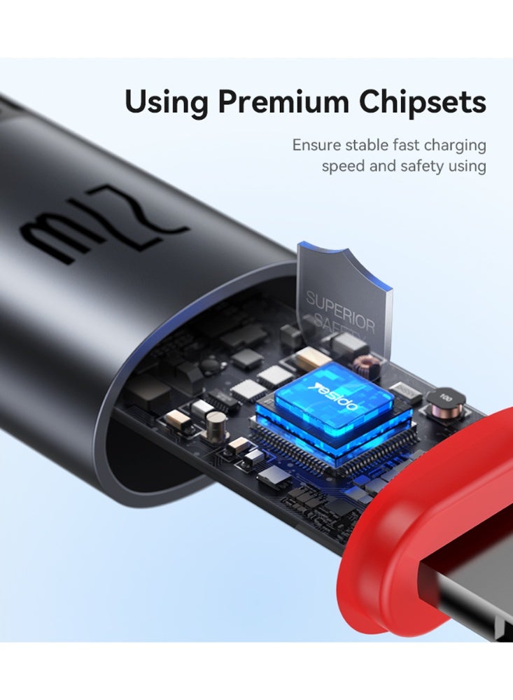 يسيدو كابل Yesido CA182 من Type-C إلى Lightning للشحن السريع (PD) بقوة 27 واط، بطول 2 متر ومغلف بجديلة من النايلون، متوافق مع أجهزة iPhone وiPad وأجهزة Lightning. - Image 5