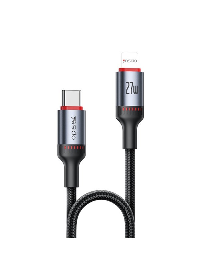 يسيدو كابل Yesido CA182 من Type-C إلى Lightning للشحن السريع (PD) بقوة 27 واط، بطول 2 متر ومغلف بجديلة من النايلون، متوافق مع أجهزة iPhone وiPad وأجهزة Lightning. - Image 1