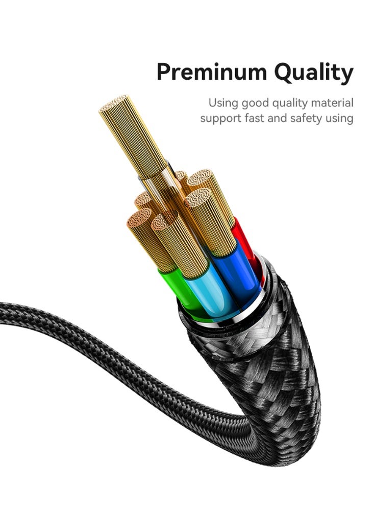 يسيدو كابل Yesido CA182 من Type-C إلى Lightning للشحن السريع (PD) بقوة 27 واط، بطول 2 متر ومغلف بجديلة من النايلون، متوافق مع أجهزة iPhone وiPad وأجهزة Lightning. - Image 3
