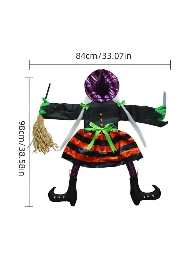 Tangerine Halloween Witch Broom Tree Climbing Horror Prop Outdoor Hanging Decoration - Image 4