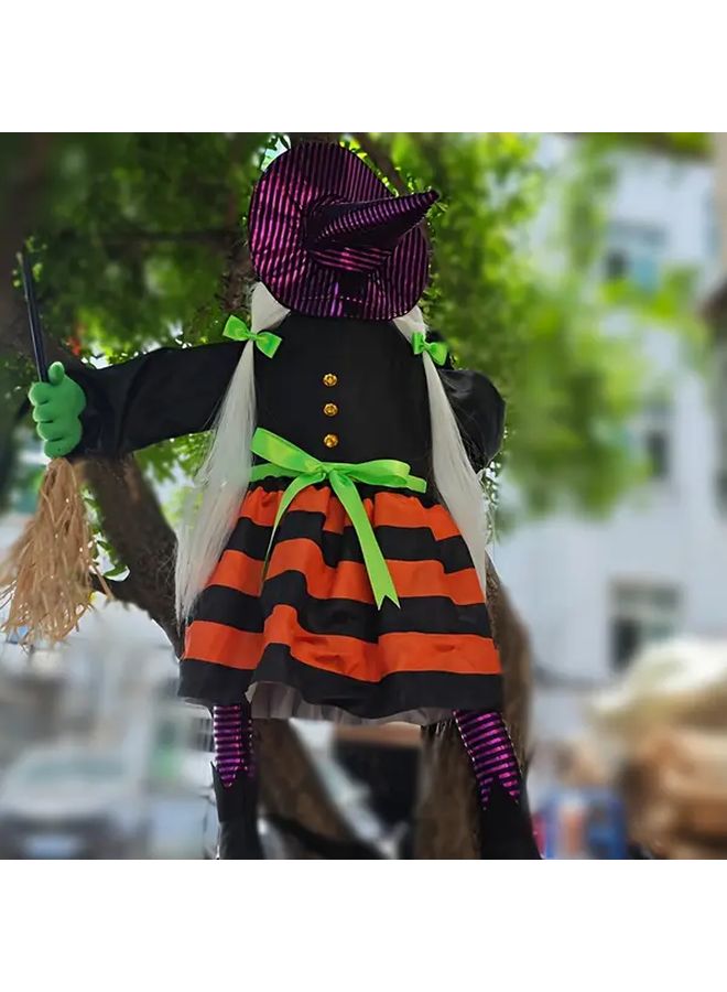 Tangerine Halloween Witch Broom Tree Climbing Horror Prop Outdoor Hanging Decoration - Image 5
