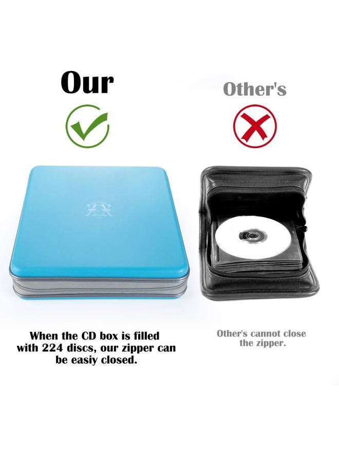 alavisxf xx CD Case, 224 Capacity Hard Plastic CD DVD Case Holder, Portable Large Capacity Disc Storage Organizer Holder for Car, Home, Travel (Sky Blue, 224 Capacity) - Image 4