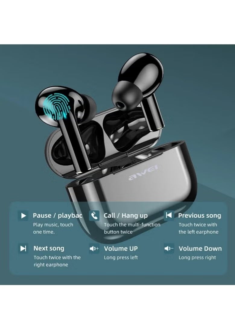 AWEI T29 True Wireless Bluetooth Earphones with Mic and Charging Case - Image 2
