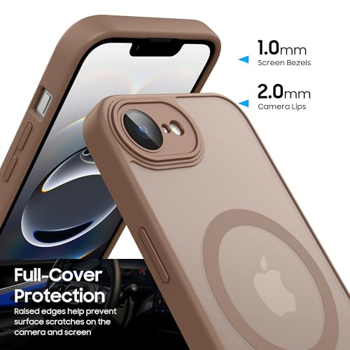 Tobfit Magnetic Case for iPhone 16e 6.1-Inch Compatible with MagSafe, Translucent Matte Back Slim Shockproof Phone Cover for iPhone 16e - Khaki - Image 3