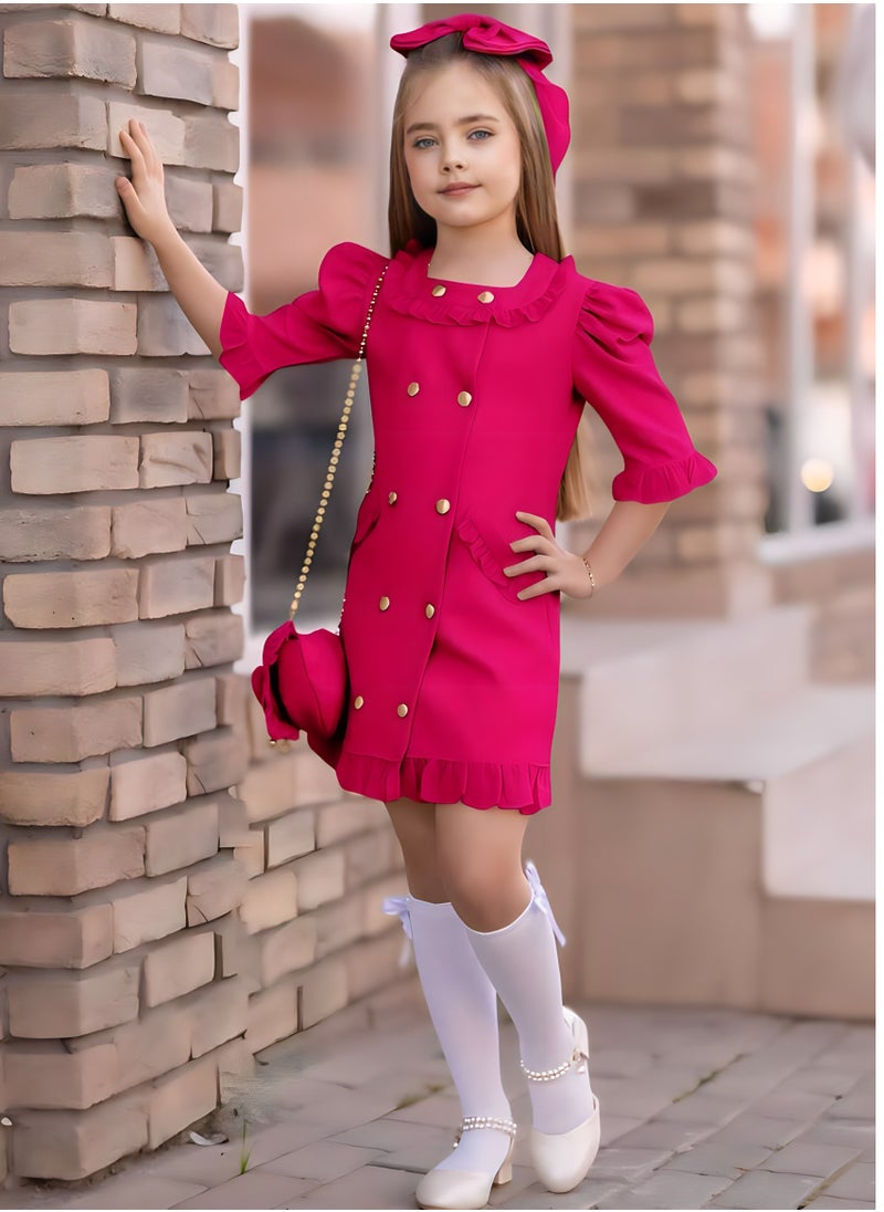 Dress Chic 4-Piece Girls' Celebration Ensemble: Includes Dress, Hair Clip, Handbag, and Long Socks - Coordinated Colors, Made in Turkey - pzsku/Z90E30CF93F8B94F34ABFZ/45/_/1717647440/c01ccc91-b3b7-4610-96a0-2243dbad68e0