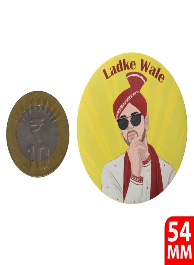 Papboo Ladke Wale, Team Groom Glossy Finished Wedding Badges (Multicolor, 54 Mm) Pack of 15 - Image 3