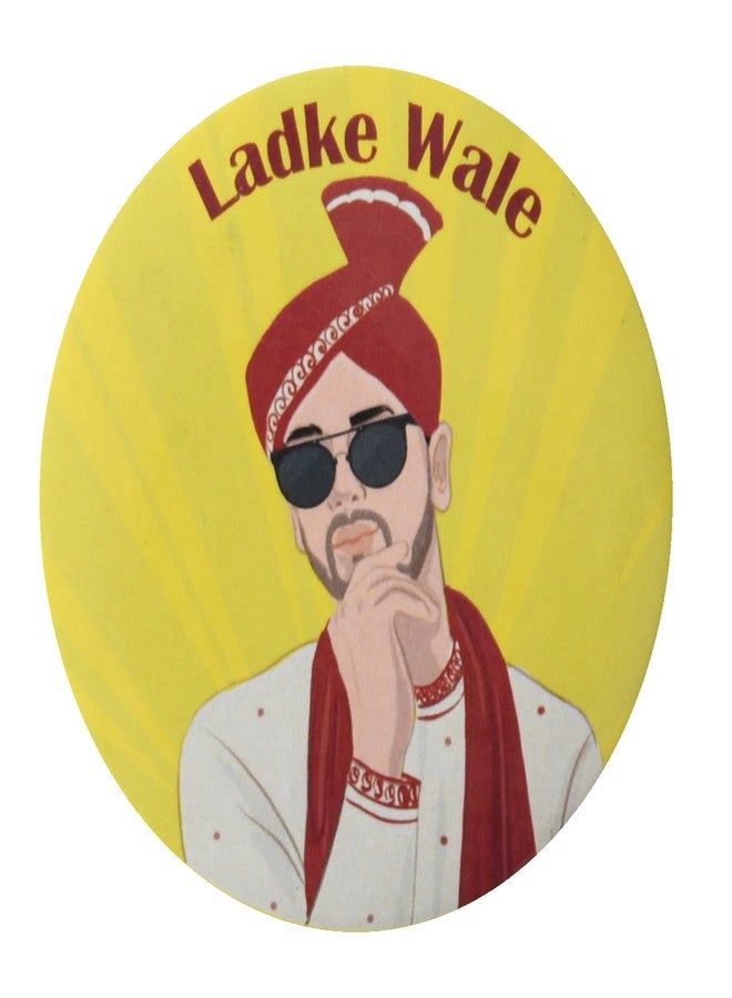 Papboo Ladke Wale, Team Groom Glossy Finished Wedding Badges (Multicolor, 54 Mm) Pack of 15 - Image 1