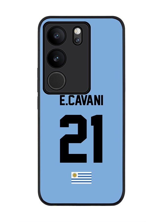 Stylizedd Rugged Black Edge case for Vivo V29 / Vivo V29 Pro / Vivo S17,Slim fit Flexible Cover - Football Team - Uruguay , Player Name - E.Cavani - Image 1