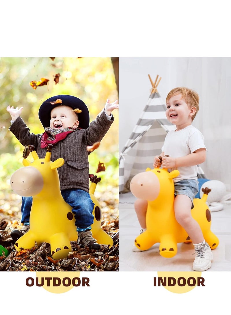 Giraffe Bouncy Horse Hopper Toys, Animals Jumping Inflatable Ride on Bouncer Hopping for Kids, Gifts for Toddlers Boys Girls 18 Months 2 3 4 5 6 Years Old, Yellow, 1 Pcs - Image 5