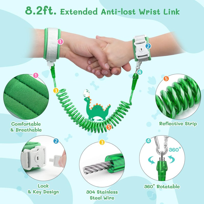 Dr.Meter حزام أمان للأطفال من Drmeter 3 في 1 مع حبل بطول 82 قدم ضد الفقدان على شكل ديناصور لطيف لحماية الأطفال أثناء المشي في الأنشطة الخارجية - Image 5