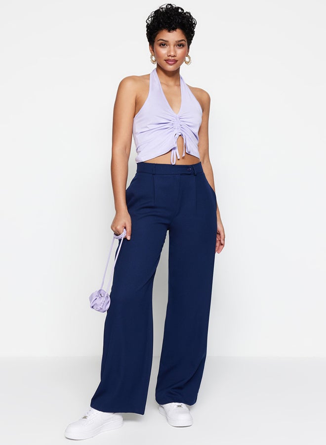 trendyol Blue Wide Leg Woven Fabric Trousers TWOAW22PL0263 - Image 2