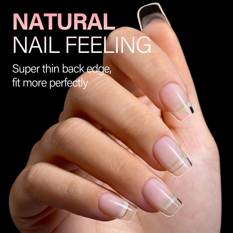 AILLSA Short Square Round Fake Nail Tips 240Pcs Soft Nail Gel Tips Pre-Shaped Acrylic Nail Tips, Half Matte Full Cover Press on False Tips for Nail Extension Home DIY 15 Sizes Gelly Tips - Image 3