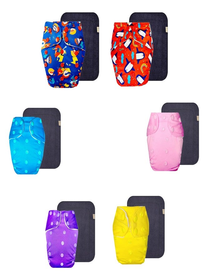 Dumbledo Premium Cloth Diaper with Black Insert (Pack of 6) | Soft & Gentle | Reusable & Washable | Travel Friendly | Perfect for Indian Summers | 3 Months - 3 Years | Unisex Baby - Image 1
